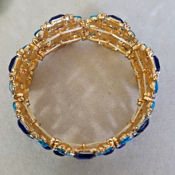 Statement Gold with Turquoise Blue Bracelet - Picture 3 of 9